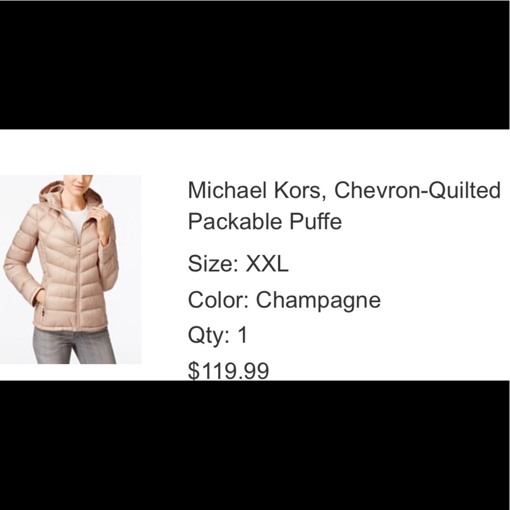 Michael Kors Quilted Puffer jacket w/ storage bag